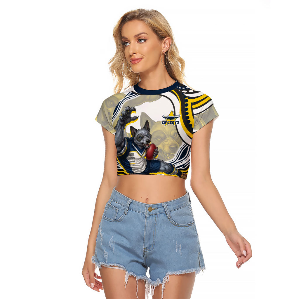 Personalized Melbourne Storm Raglan Cropped T Shirt Aboriginal Dot Art - Dreamtime Rugby Mascot
