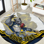 Personalized Melbourne Storm Round Carpet Aboriginal Dot Art - Dreamtime Rugby Mascot