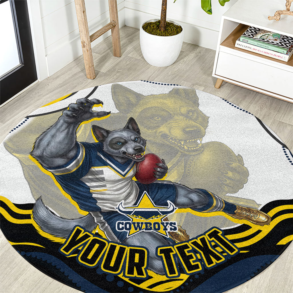 Personalized Melbourne Storm Round Carpet Aboriginal Dot Art - Dreamtime Rugby Mascot
