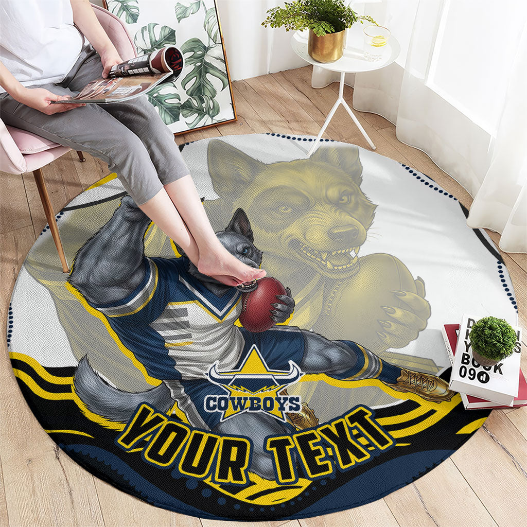 Personalized Melbourne Storm Round Carpet Aboriginal Dot Art - Dreamtime Rugby Mascot