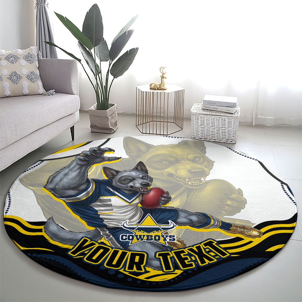 Personalized Melbourne Storm Round Carpet Aboriginal Dot Art - Dreamtime Rugby Mascot