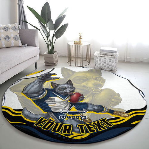 Personalized Melbourne Storm Round Carpet Aboriginal Dot Art - Dreamtime Rugby Mascot
