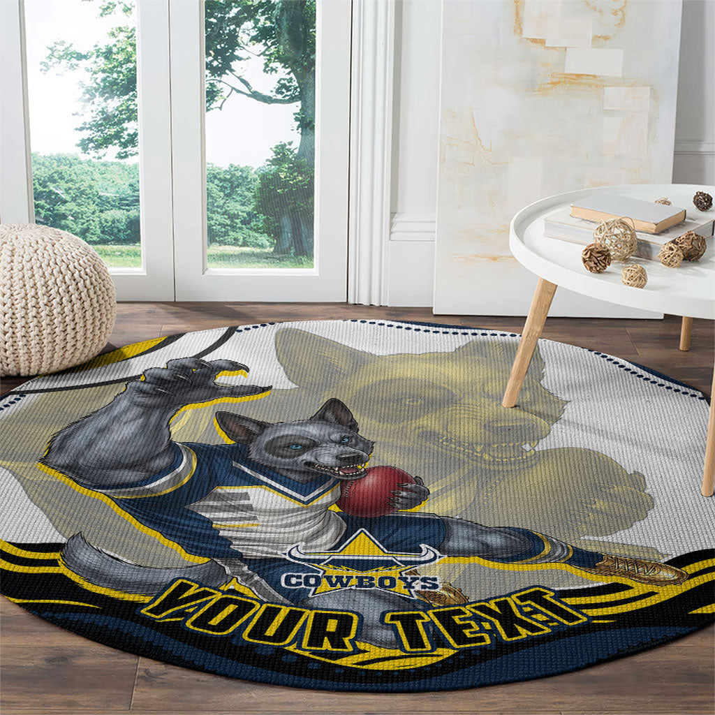 Personalized Melbourne Storm Round Carpet Aboriginal Dot Art - Dreamtime Rugby Mascot
