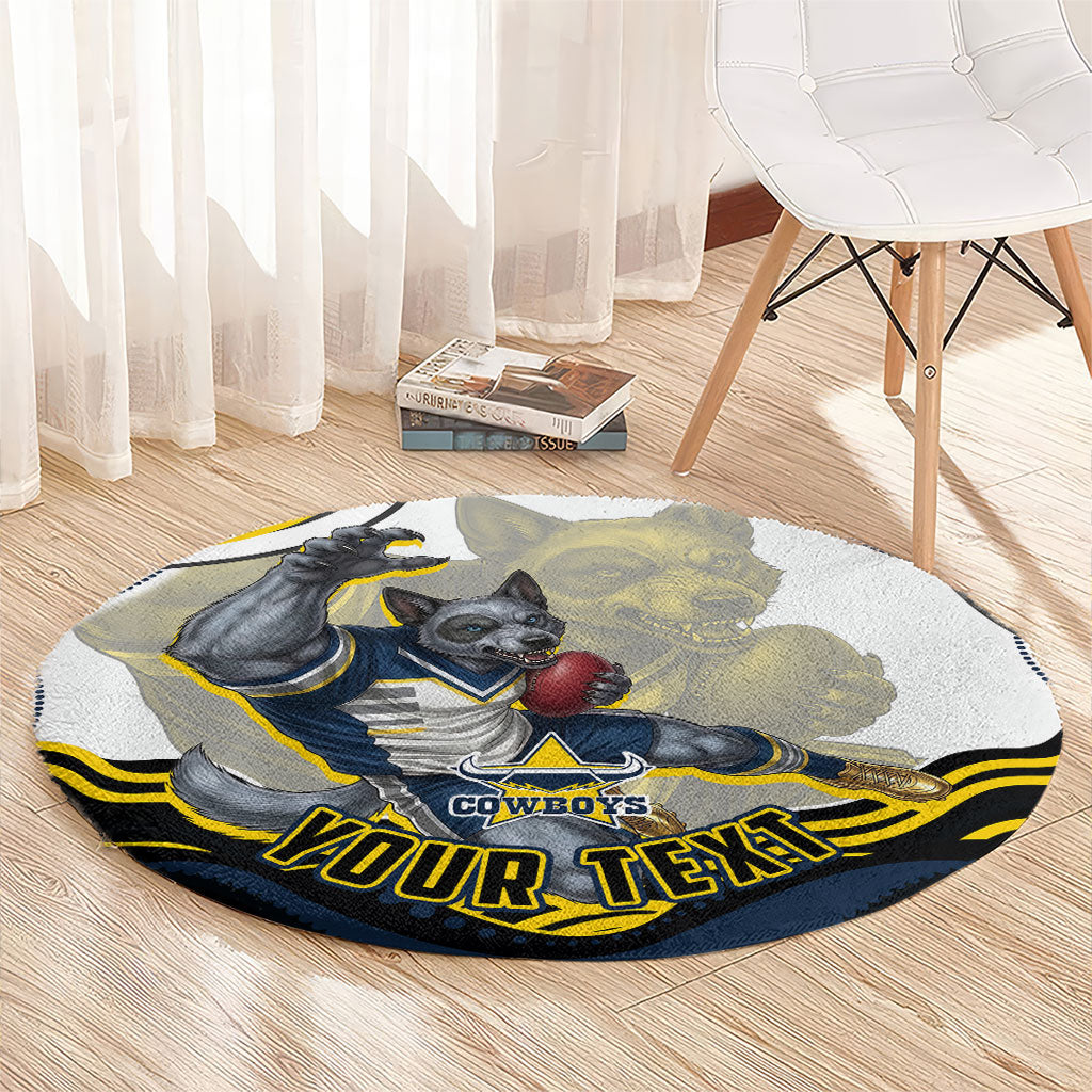 Personalized Melbourne Storm Round Carpet Aboriginal Dot Art - Dreamtime Rugby Mascot