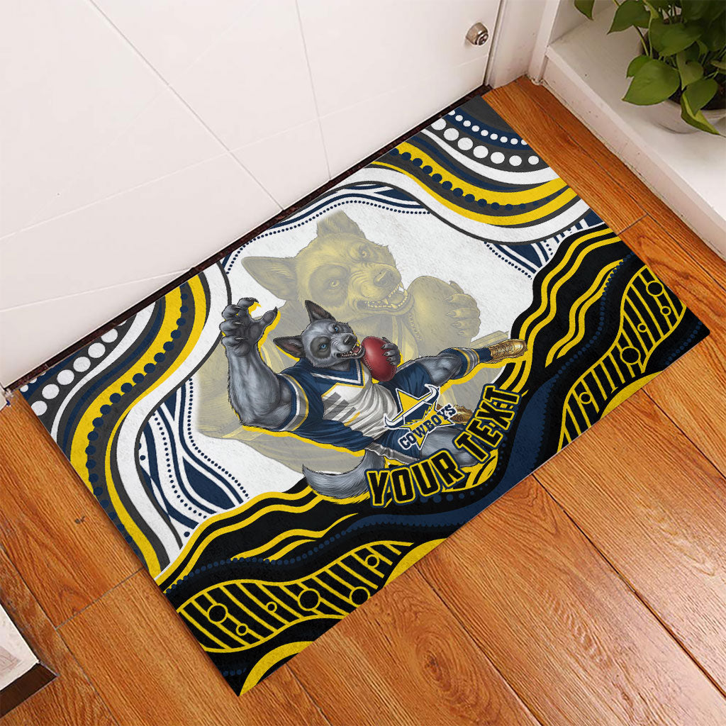 Personalized Melbourne Storm Rubber Doormat Aboriginal Dot Art - Dreamtime Rugby Mascot