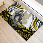 Personalized Melbourne Storm Rubber Doormat Aboriginal Dot Art - Dreamtime Rugby Mascot