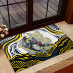 Personalized Melbourne Storm Rubber Doormat Aboriginal Dot Art - Dreamtime Rugby Mascot