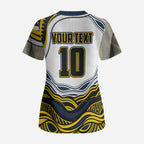 Personalized Melbourne Storm Scrub Top Aboriginal Dot Art - Dreamtime Rugby Mascot