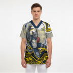 Personalized Melbourne Storm Scrub Top Aboriginal Dot Art - Dreamtime Rugby Mascot