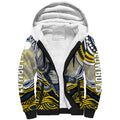 Personalized Melbourne Storm Sherpa Hoodie Aboriginal Dot Art - Dreamtime Rugby Mascot