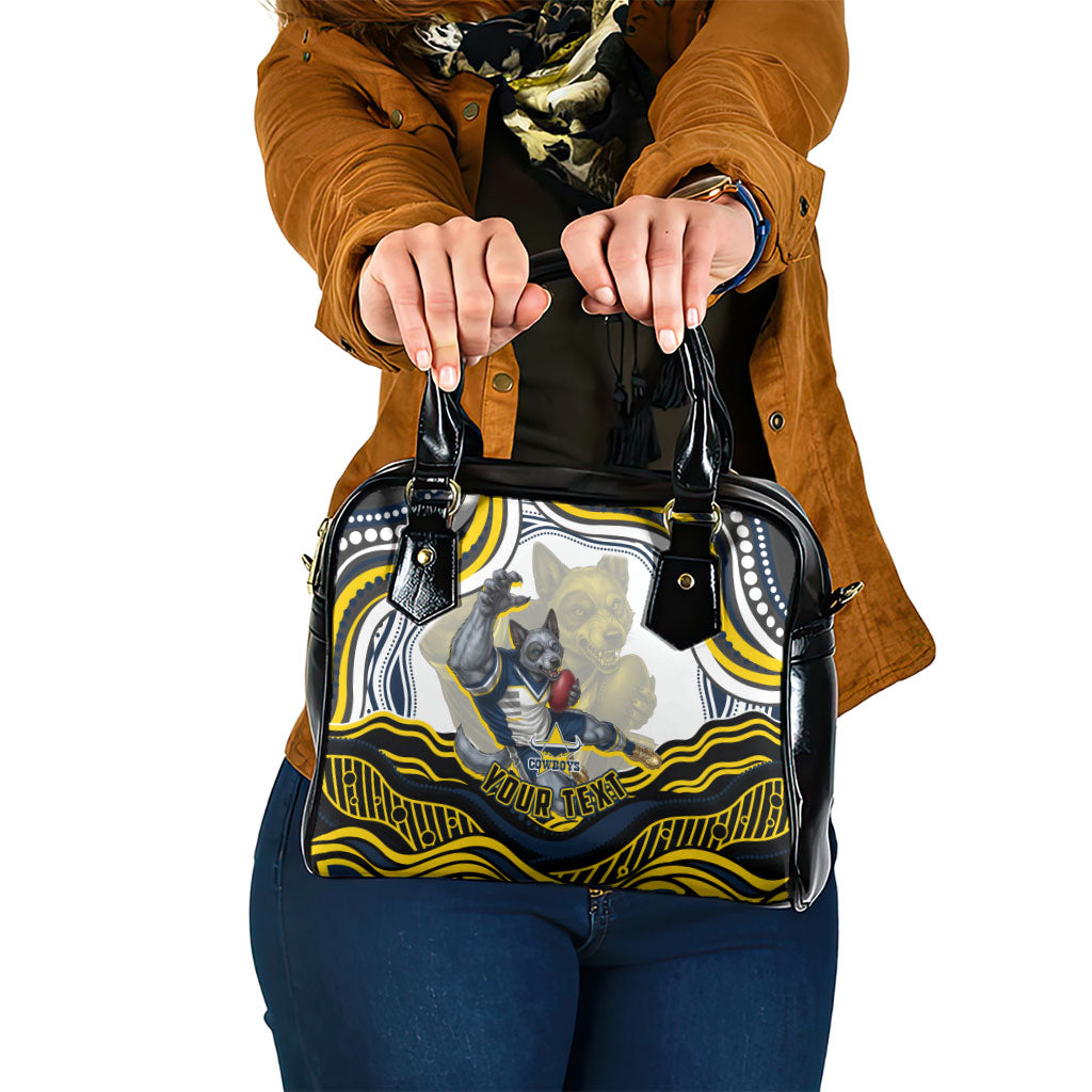 Personalized Melbourne Storm Shoulder Handbag Aboriginal Dot Art - Dreamtime Rugby Mascot