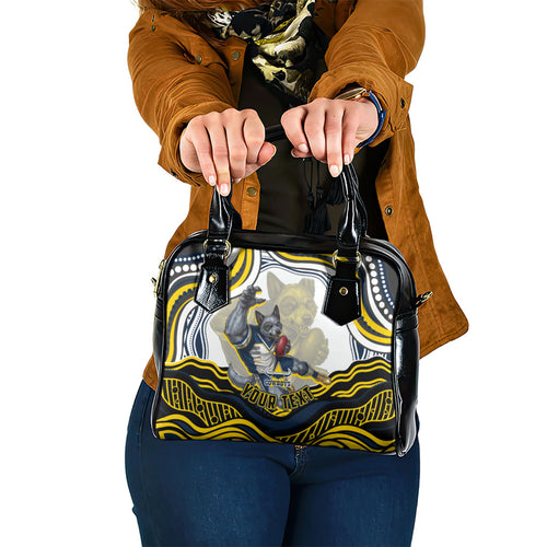 Personalized Melbourne Storm Shoulder Handbag Aboriginal Dot Art - Dreamtime Rugby Mascot