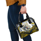 Personalized Melbourne Storm Shoulder Handbag Aboriginal Dot Art - Dreamtime Rugby Mascot
