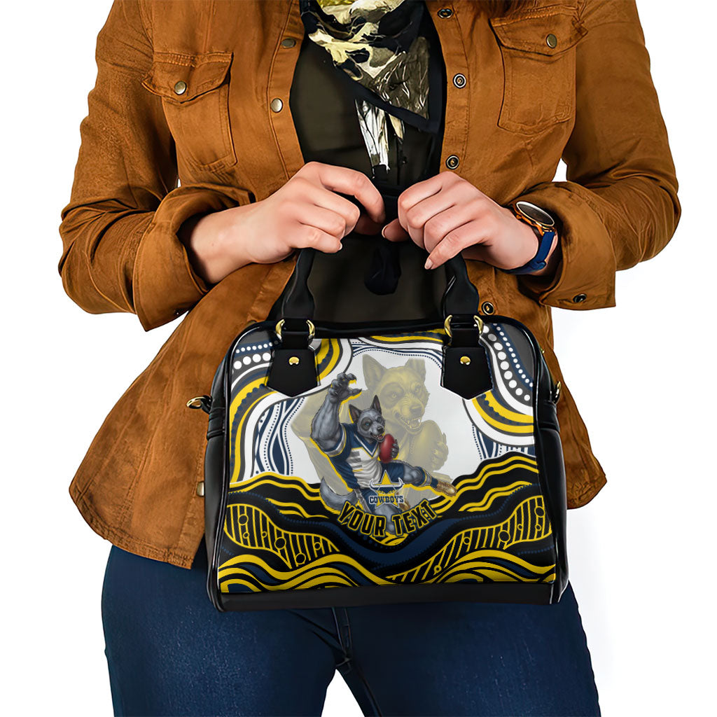 Personalized Melbourne Storm Shoulder Handbag Aboriginal Dot Art - Dreamtime Rugby Mascot