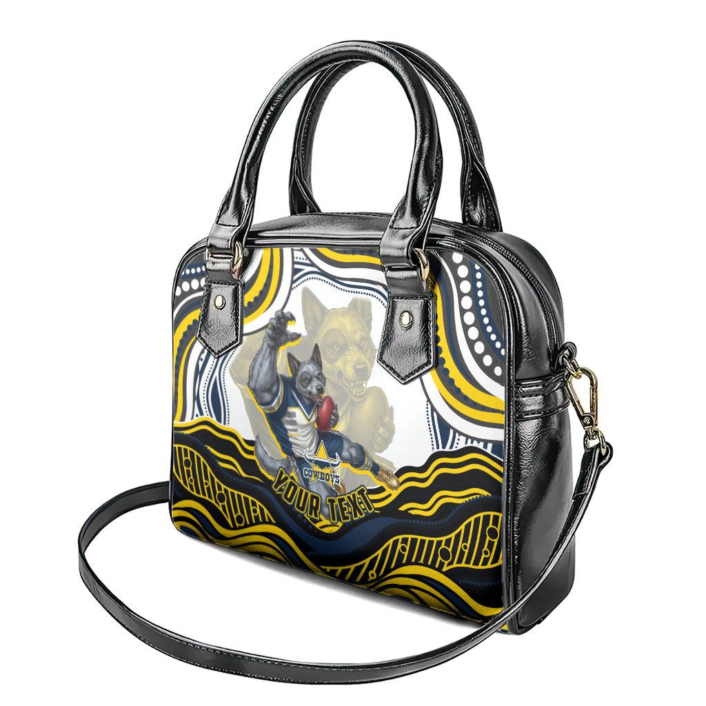 Personalized Melbourne Storm Shoulder Handbag Aboriginal Dot Art - Dreamtime Rugby Mascot