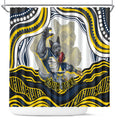 Personalized Melbourne Storm Shower Curtain Aboriginal Dot Art - Dreamtime Rugby Mascot