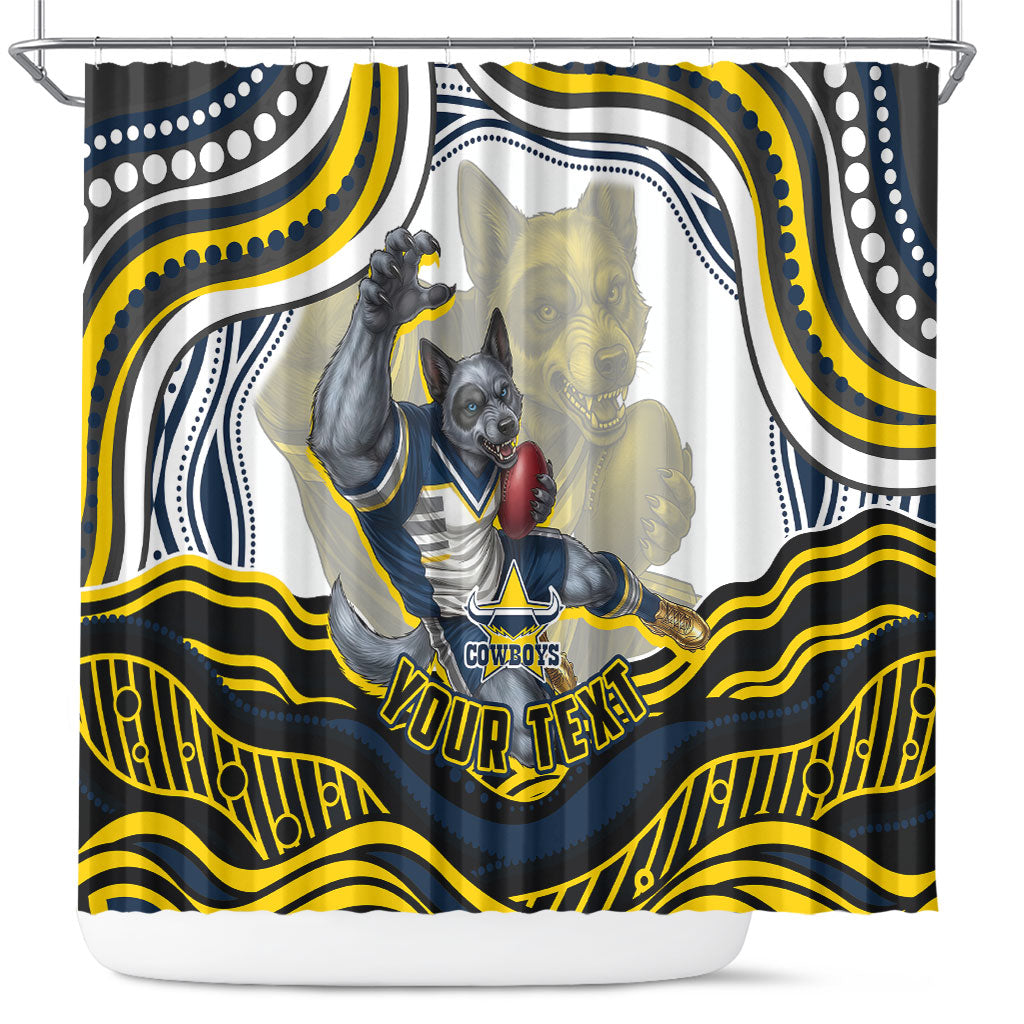 Personalized Melbourne Storm Shower Curtain Aboriginal Dot Art - Dreamtime Rugby Mascot