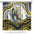 Personalized Melbourne Storm Shower Curtain Aboriginal Dot Art - Dreamtime Rugby Mascot