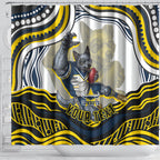 Personalized Melbourne Storm Shower Curtain Aboriginal Dot Art - Dreamtime Rugby Mascot