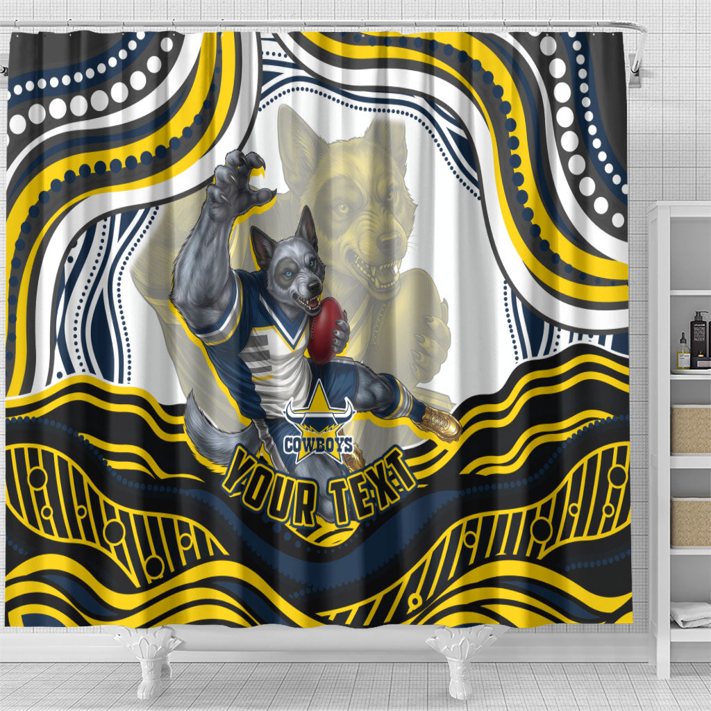 Personalized Melbourne Storm Shower Curtain Aboriginal Dot Art - Dreamtime Rugby Mascot