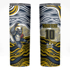 Personalized Melbourne Storm Skinny Tumbler Aboriginal Dot Art - Dreamtime Rugby Mascot