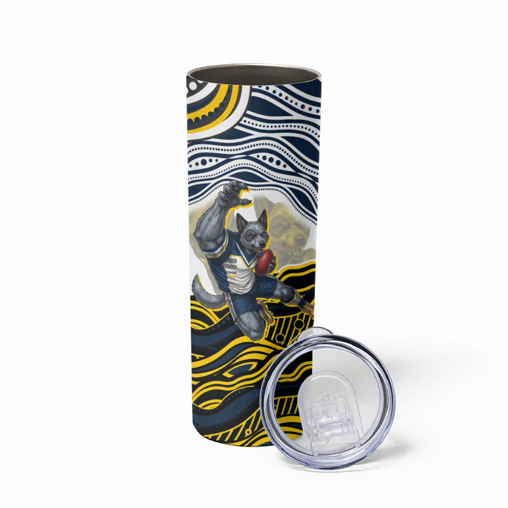 Personalized Melbourne Storm Skinny Tumbler Aboriginal Dot Art - Dreamtime Rugby Mascot