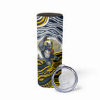 Personalized Melbourne Storm Skinny Tumbler Aboriginal Dot Art - Dreamtime Rugby Mascot