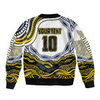 Personalized Melbourne Storm Sleeve Zip Bomber Jacket Aboriginal Dot Art - Dreamtime Rugby Mascot