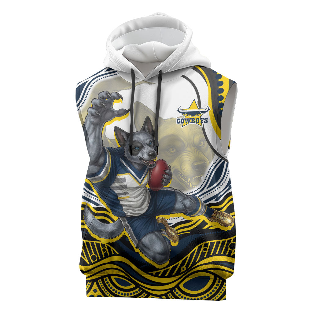 Personalized Melbourne Storm Sleeveless Hoodie Aboriginal Dot Art - Dreamtime Rugby Mascot