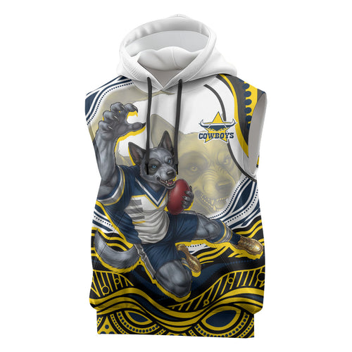 Personalized Melbourne Storm Sleeveless Hoodie Aboriginal Dot Art - Dreamtime Rugby Mascot
