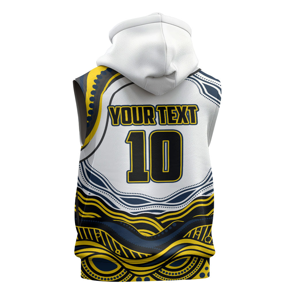 Personalized Melbourne Storm Sleeveless Hoodie Aboriginal Dot Art - Dreamtime Rugby Mascot