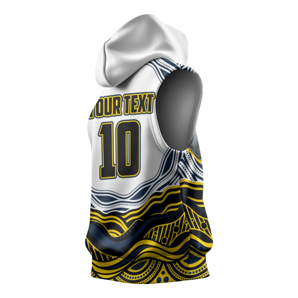 Personalized Melbourne Storm Sleeveless Hoodie Aboriginal Dot Art - Dreamtime Rugby Mascot