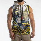 Personalized Melbourne Storm Sleeveless Zip Hoodie Aboriginal Dot Art - Dreamtime Rugby Mascot