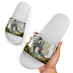 Personalized Melbourne Storm Slide Sandals Aboriginal Dot Art - Dreamtime Rugby Mascot