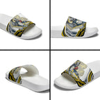 Personalized Melbourne Storm Slide Sandals Aboriginal Dot Art - Dreamtime Rugby Mascot