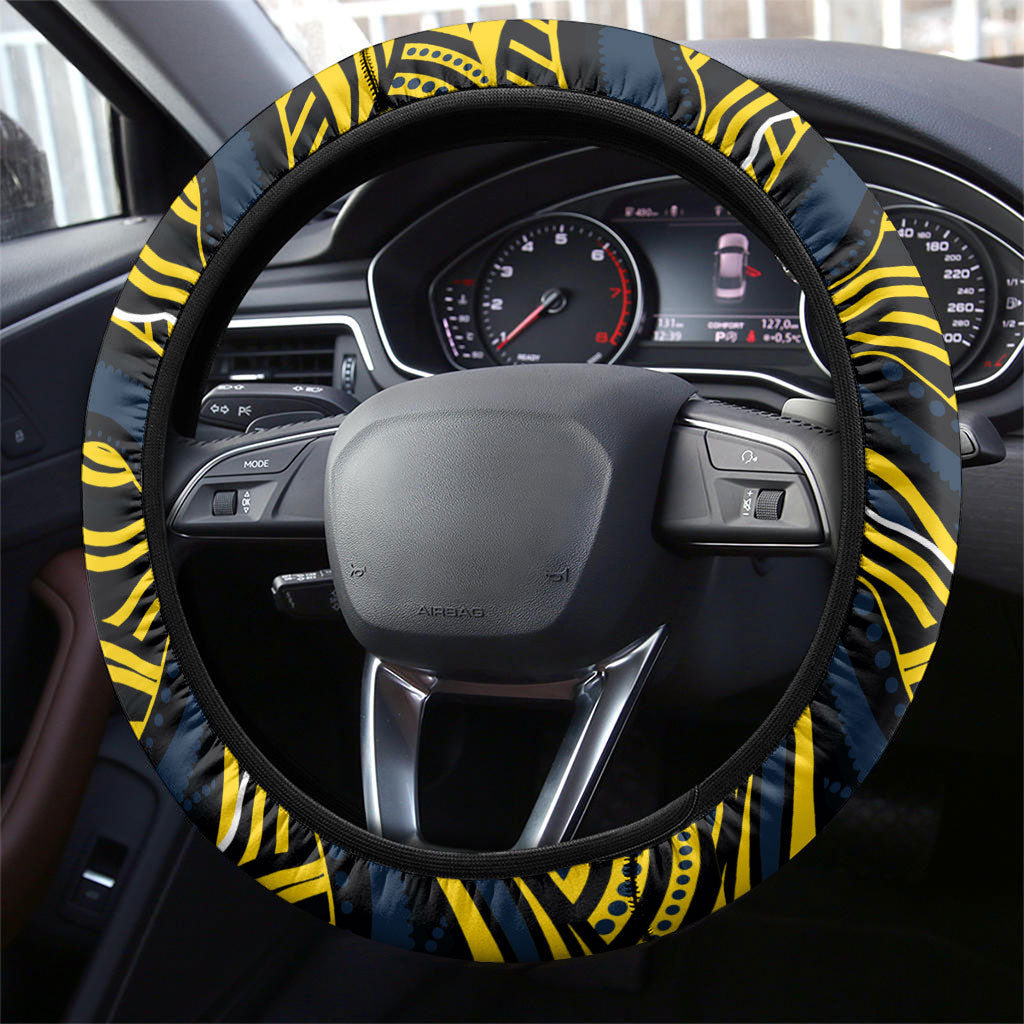 Melbourne Storm Steering Wheel Cover Aboriginal Dot Art - Dreamtime Rugby Mascot