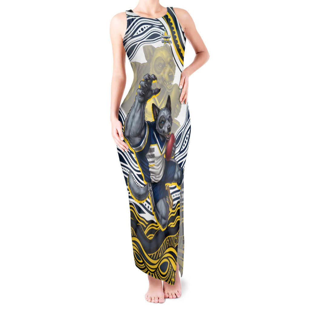 Personalized Melbourne Storm Tank Maxi Dress Aboriginal Dot Art - Dreamtime Rugby Mascot