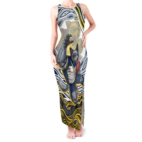 Personalized Melbourne Storm Tank Maxi Dress Aboriginal Dot Art - Dreamtime Rugby Mascot