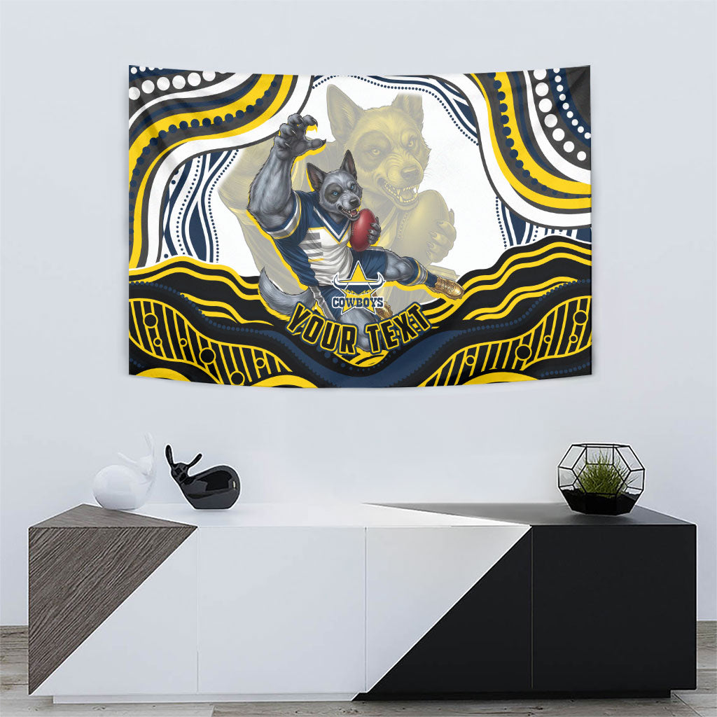 Personalized Melbourne Storm Tapestry Aboriginal Dot Art - Dreamtime Rugby Mascot