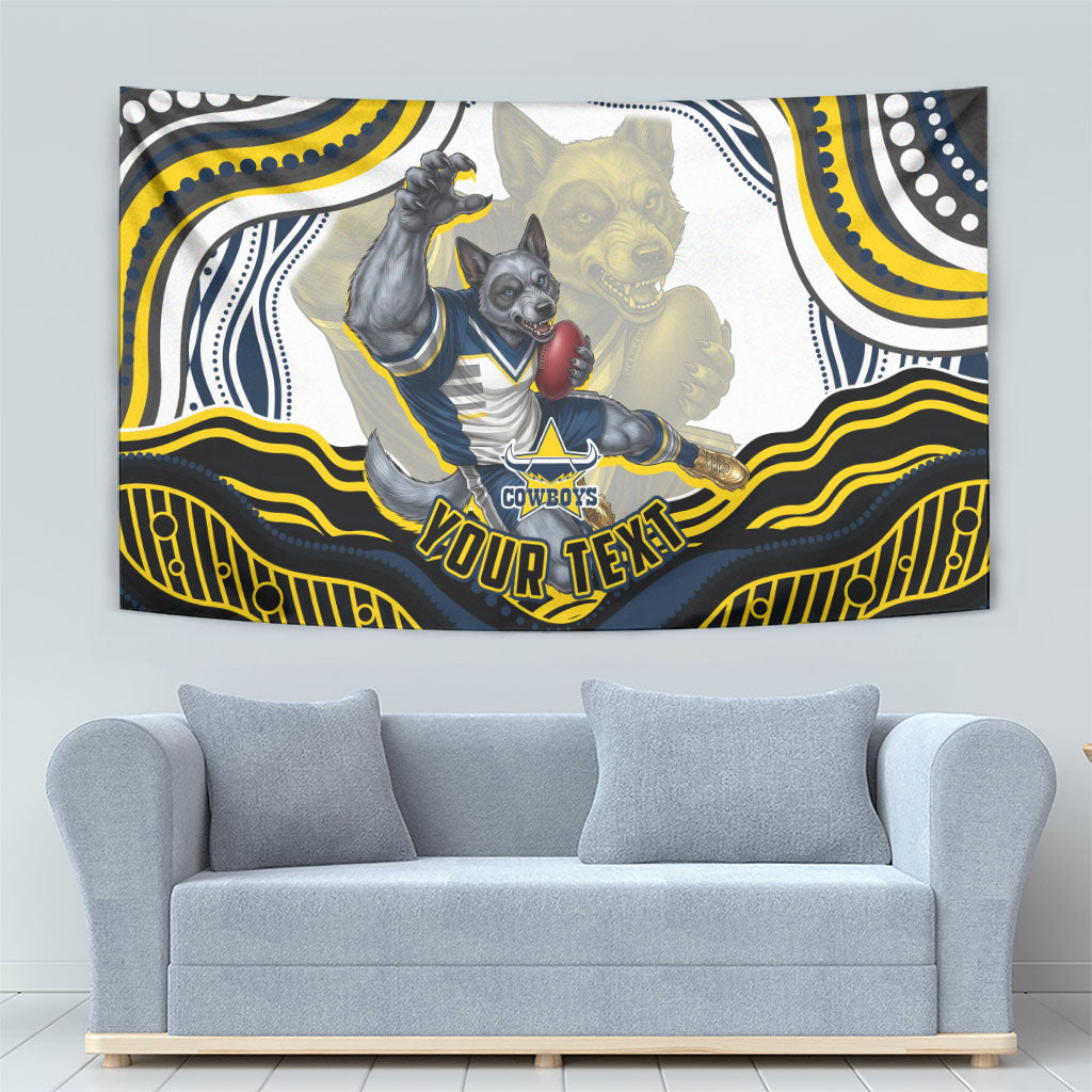 Personalized Melbourne Storm Tapestry Aboriginal Dot Art - Dreamtime Rugby Mascot