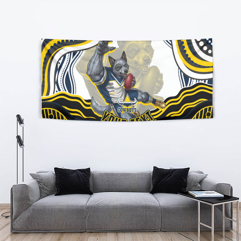 Personalized Melbourne Storm Tapestry Aboriginal Dot Art - Dreamtime Rugby Mascot