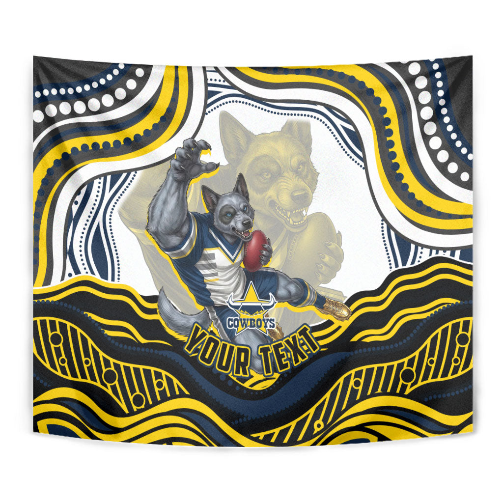 Personalized Melbourne Storm Tapestry Aboriginal Dot Art - Dreamtime Rugby Mascot