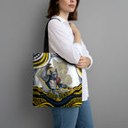 Personalized Melbourne Storm Tote Bag Aboriginal Dot Art - Dreamtime Rugby Mascot