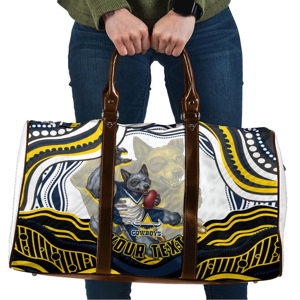Personalized Melbourne Storm Travel Bag Aboriginal Dot Art - Dreamtime Rugby Mascot