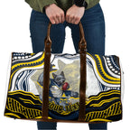 Personalized Melbourne Storm Travel Bag Aboriginal Dot Art - Dreamtime Rugby Mascot