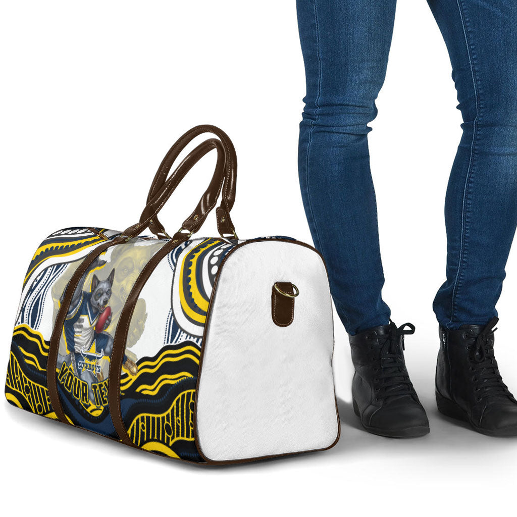 Personalized Melbourne Storm Travel Bag Aboriginal Dot Art - Dreamtime Rugby Mascot