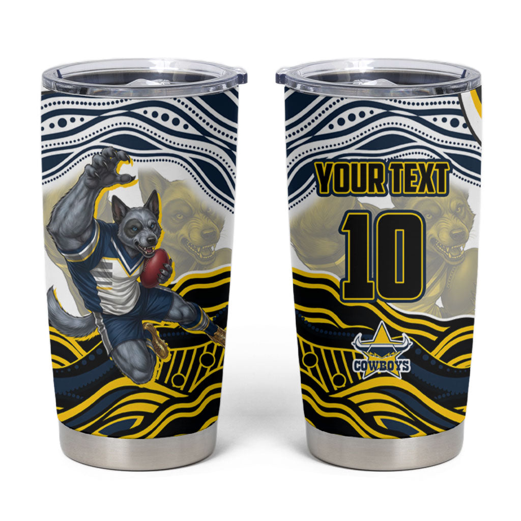 Personalized Melbourne Storm Tumbler Cup Aboriginal Dot Art - Dreamtime Rugby Mascot