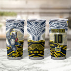 Personalized Melbourne Storm Tumbler Cup Aboriginal Dot Art - Dreamtime Rugby Mascot