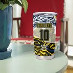 Personalized Melbourne Storm Tumbler Cup Aboriginal Dot Art - Dreamtime Rugby Mascot