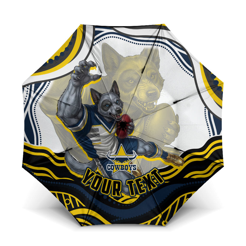 Personalized Melbourne Storm Umbrella Aboriginal Dot Art - Dreamtime Rugby Mascot